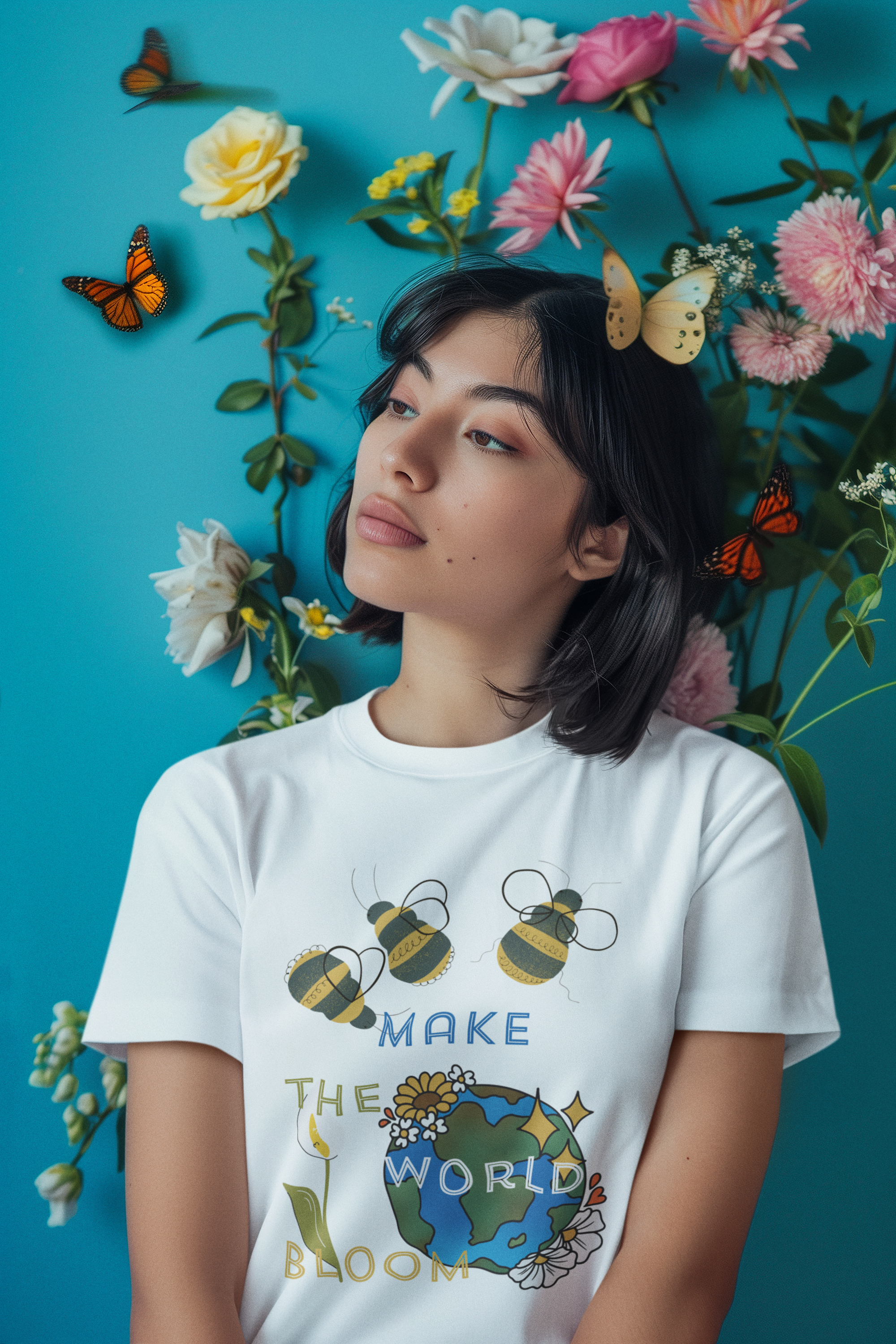 Bees Make The World Bloom -Unisex Premium t-shirt