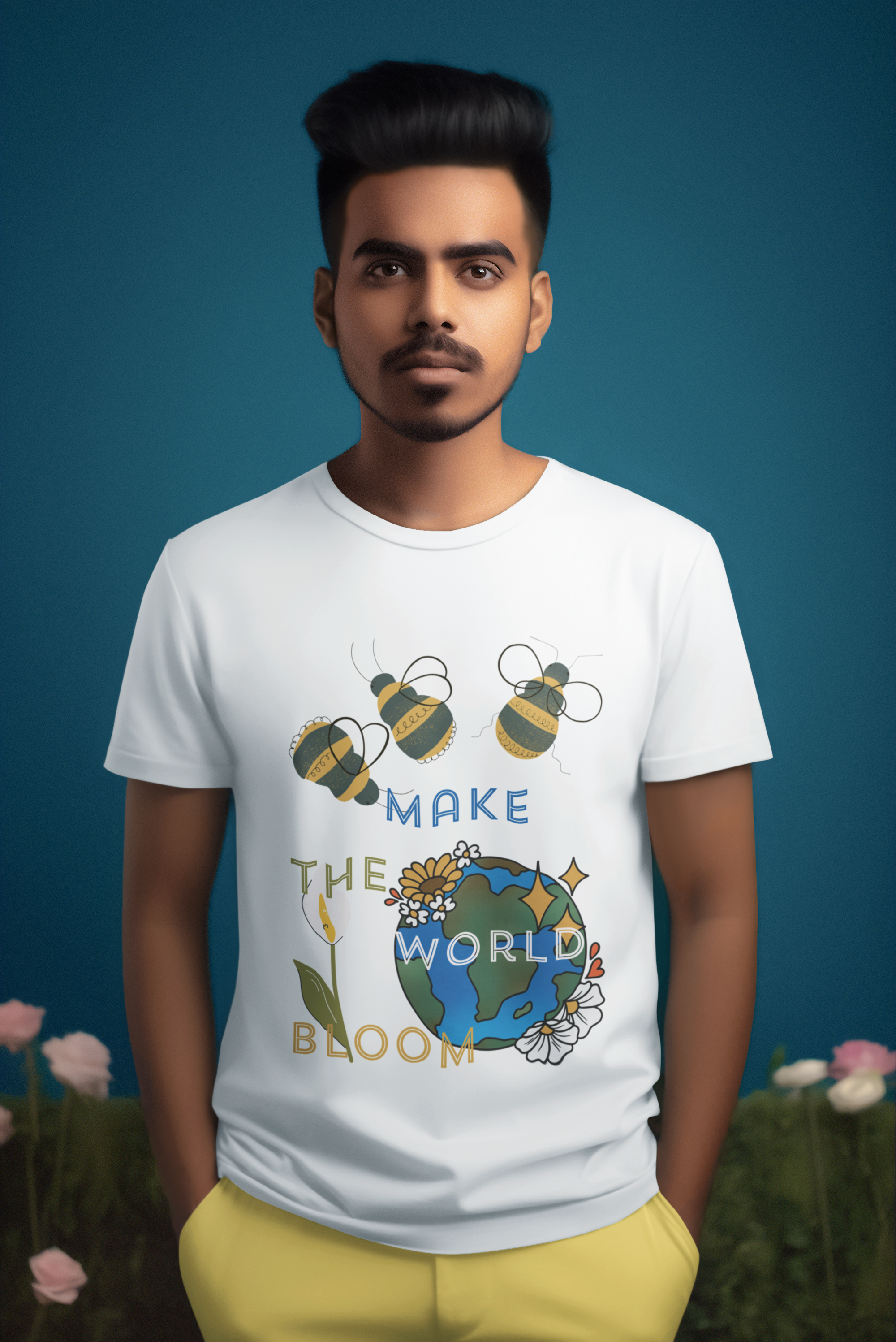 Bees Make the World Bloom - Premium T-Shirt