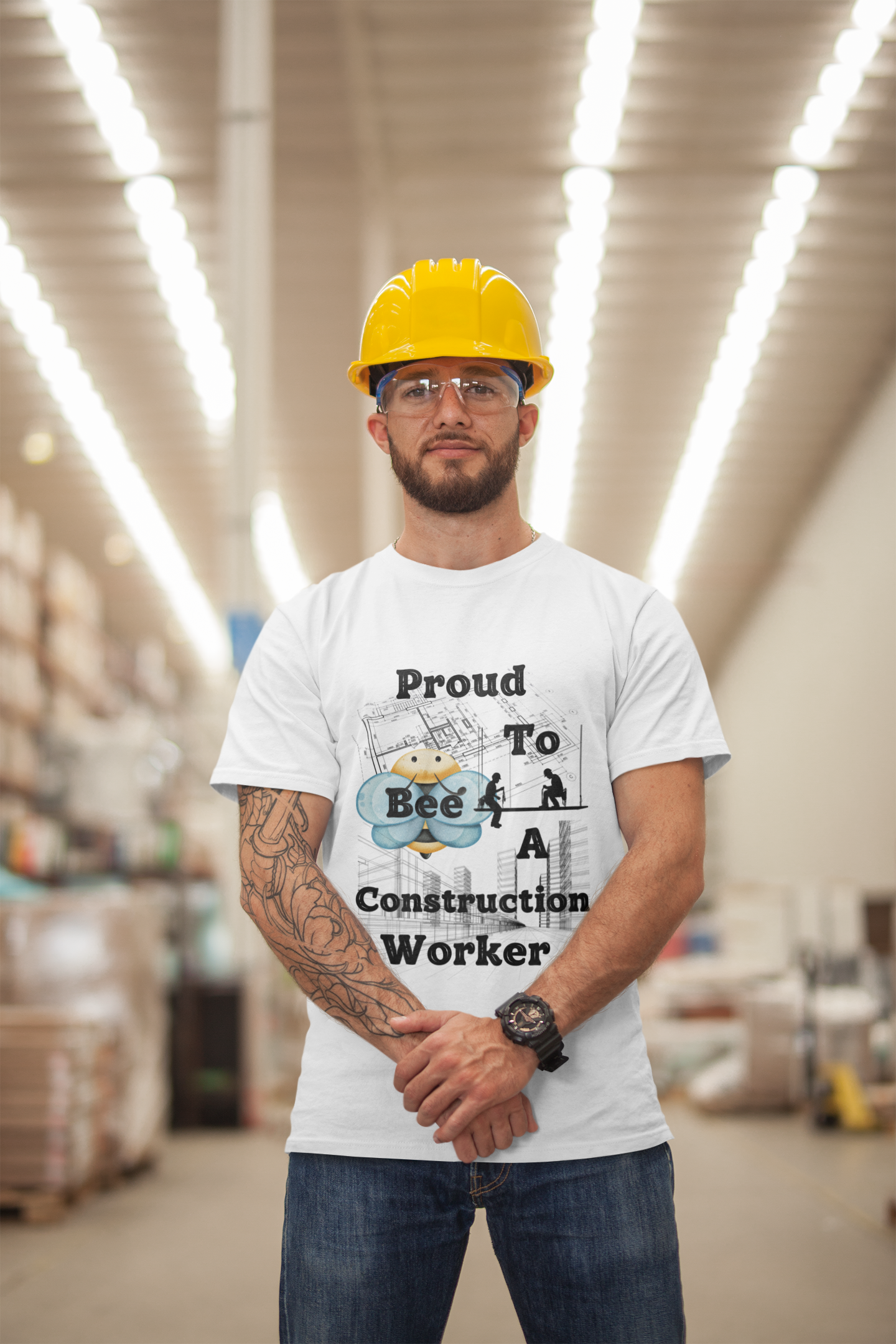 Proud to Bee a Construction Worker - Premium T-Shirt