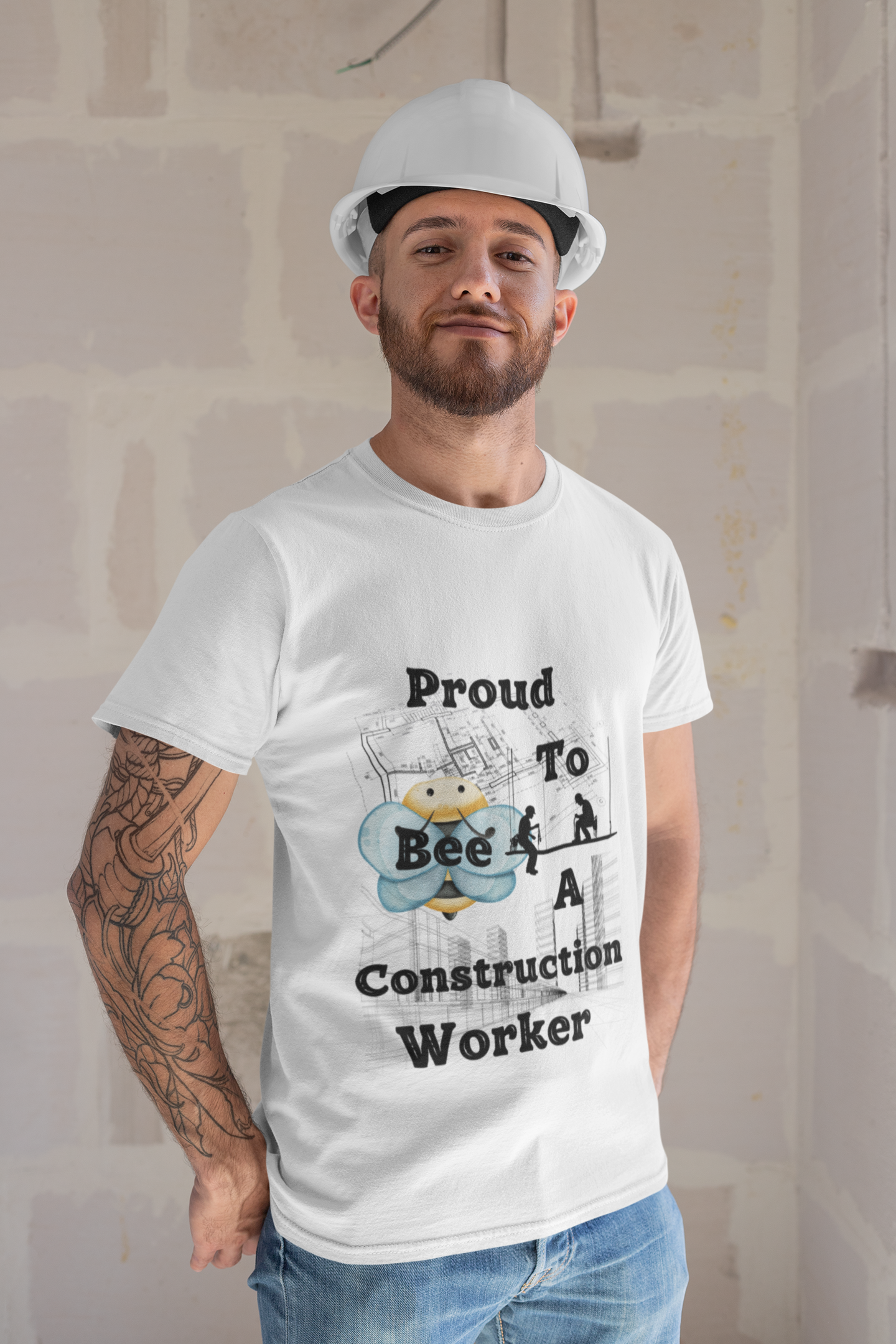 Proud to Bee a Construction Worker - Premium T-Shirt